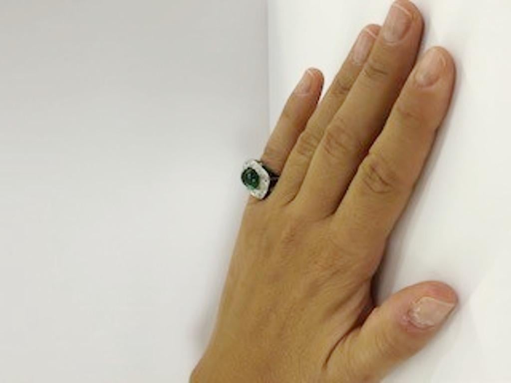 Diamond and Emerald Platinum Ring 4