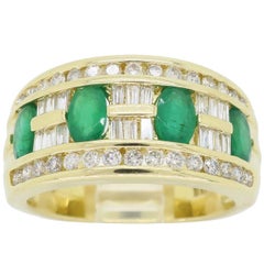 Diamond and Emerald Right Hand Ring