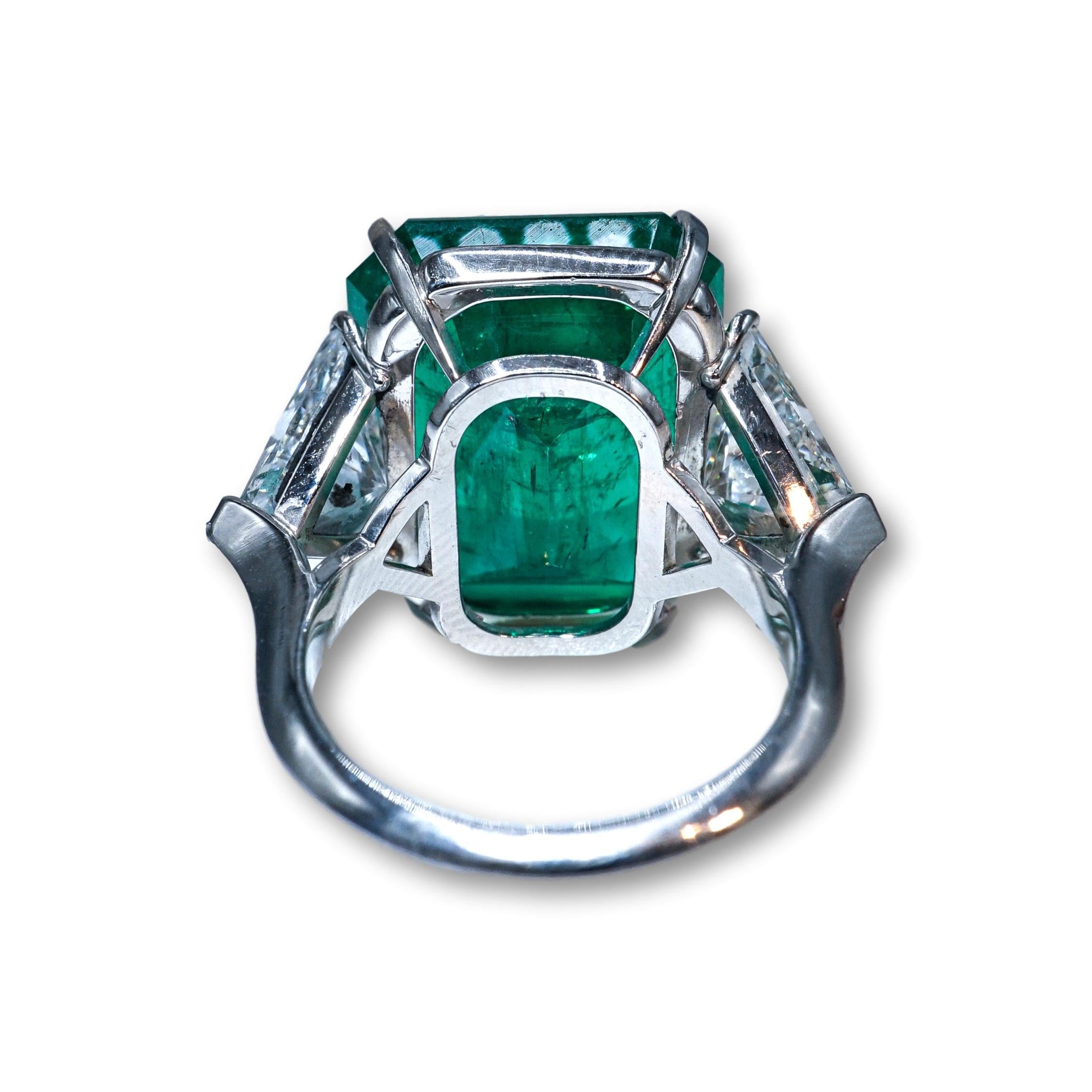 Contemporary AGL Certified 18.73 Carat Emerald GIA Diamond Ring
