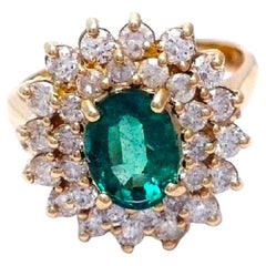 Diamond and Emerald Ring in 14K Yellow Gold