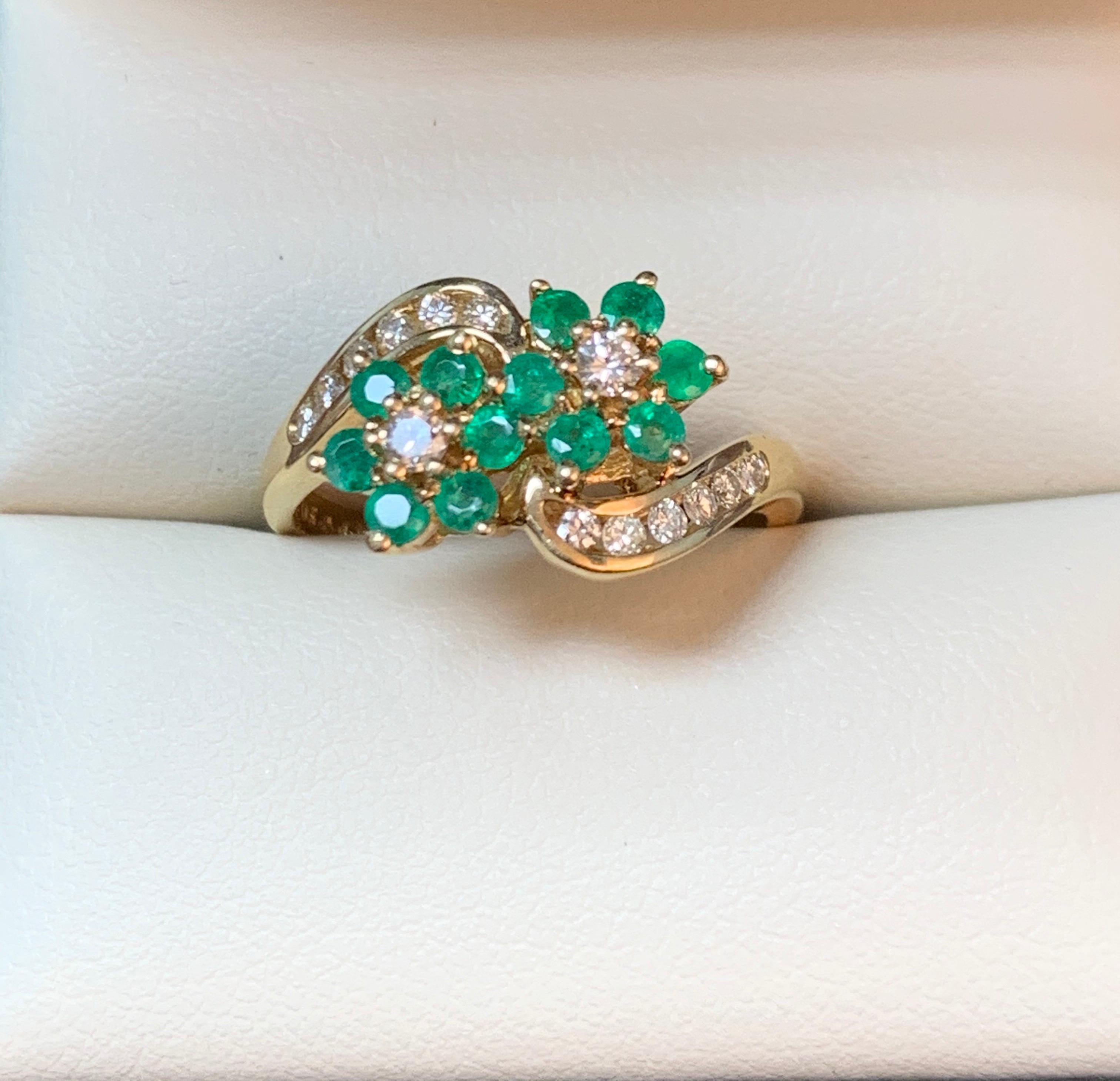 Diamond and Emerald Ring in 14 Karat Yellow Gold. 4