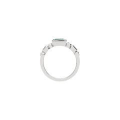 Diamond and Emerald Ring in White Gold, 1.24 Carat
