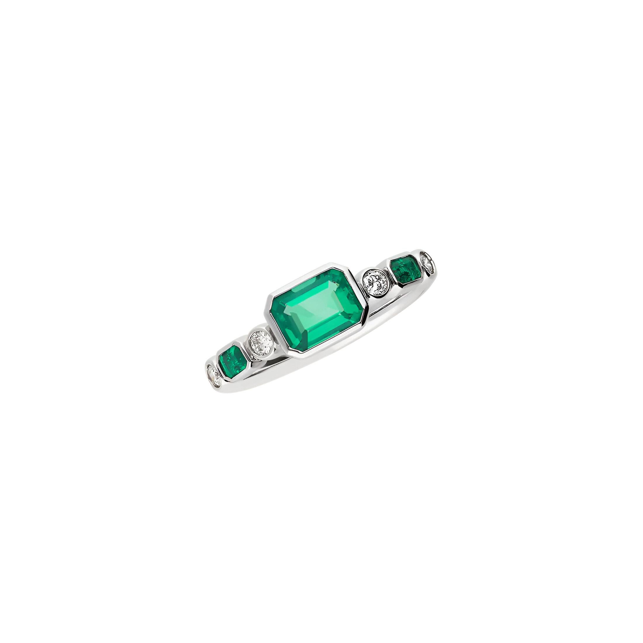 in vendita:  Anello con diamante e smeraldo in oro bianco 18 carati, 1,24 carati 3