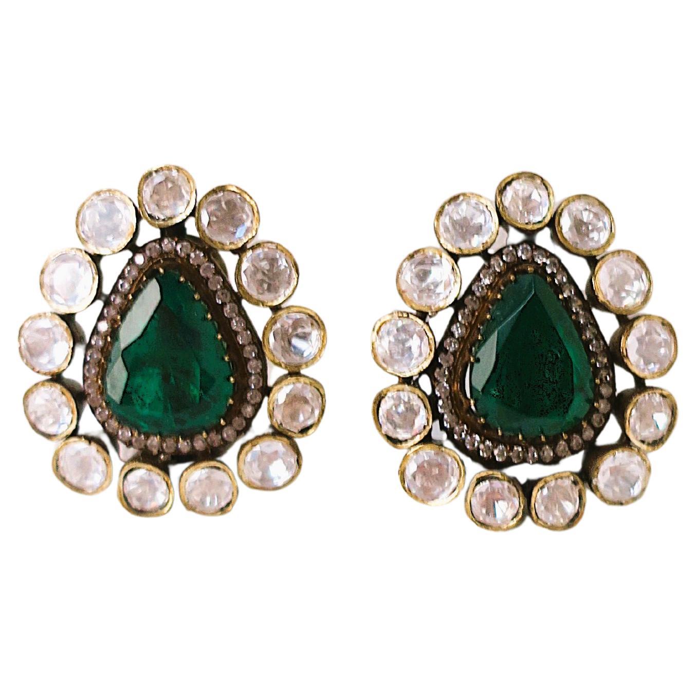 Diamond and Emerald Style Earrings