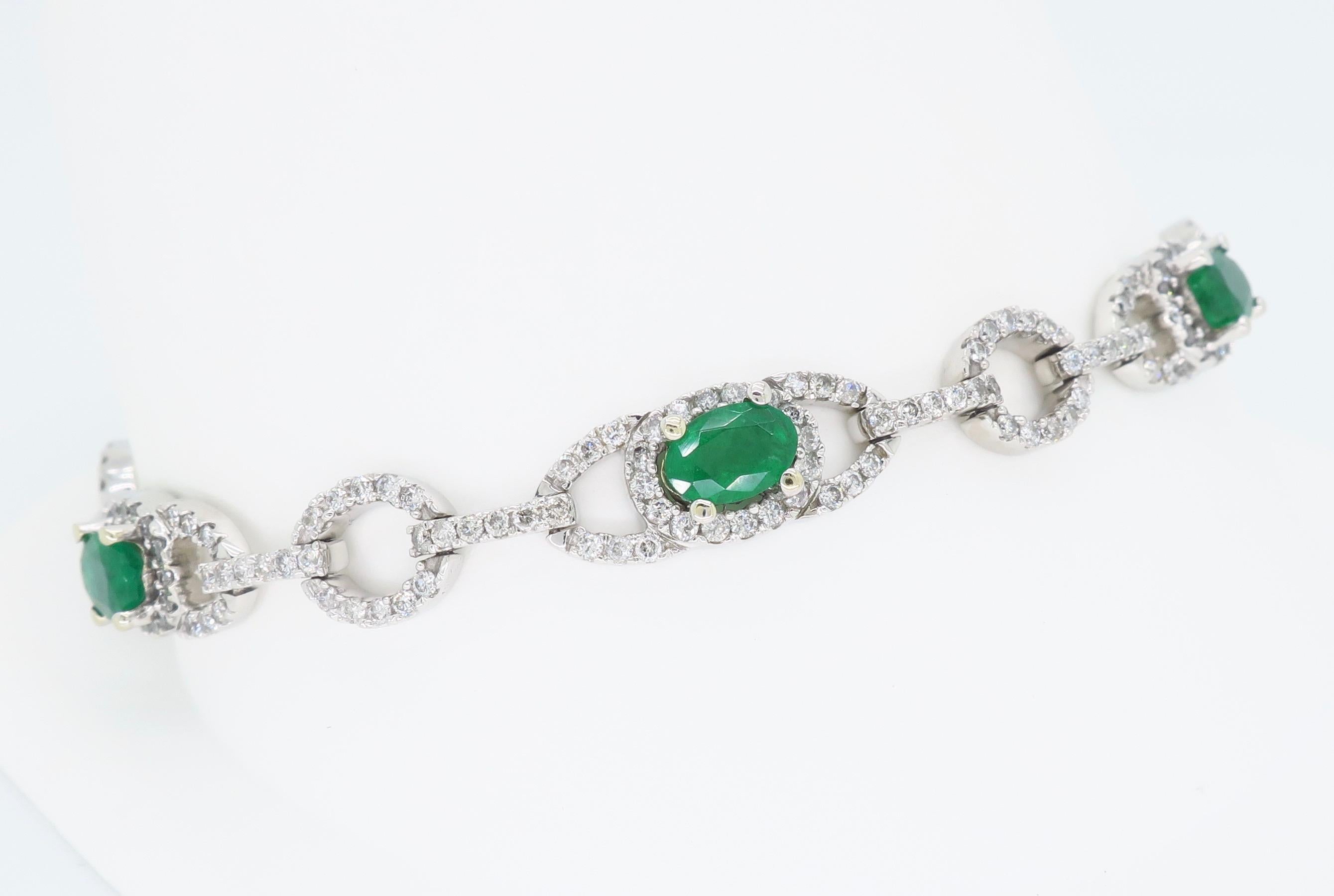 Diamond and Emerald Tennis Bracelet 1