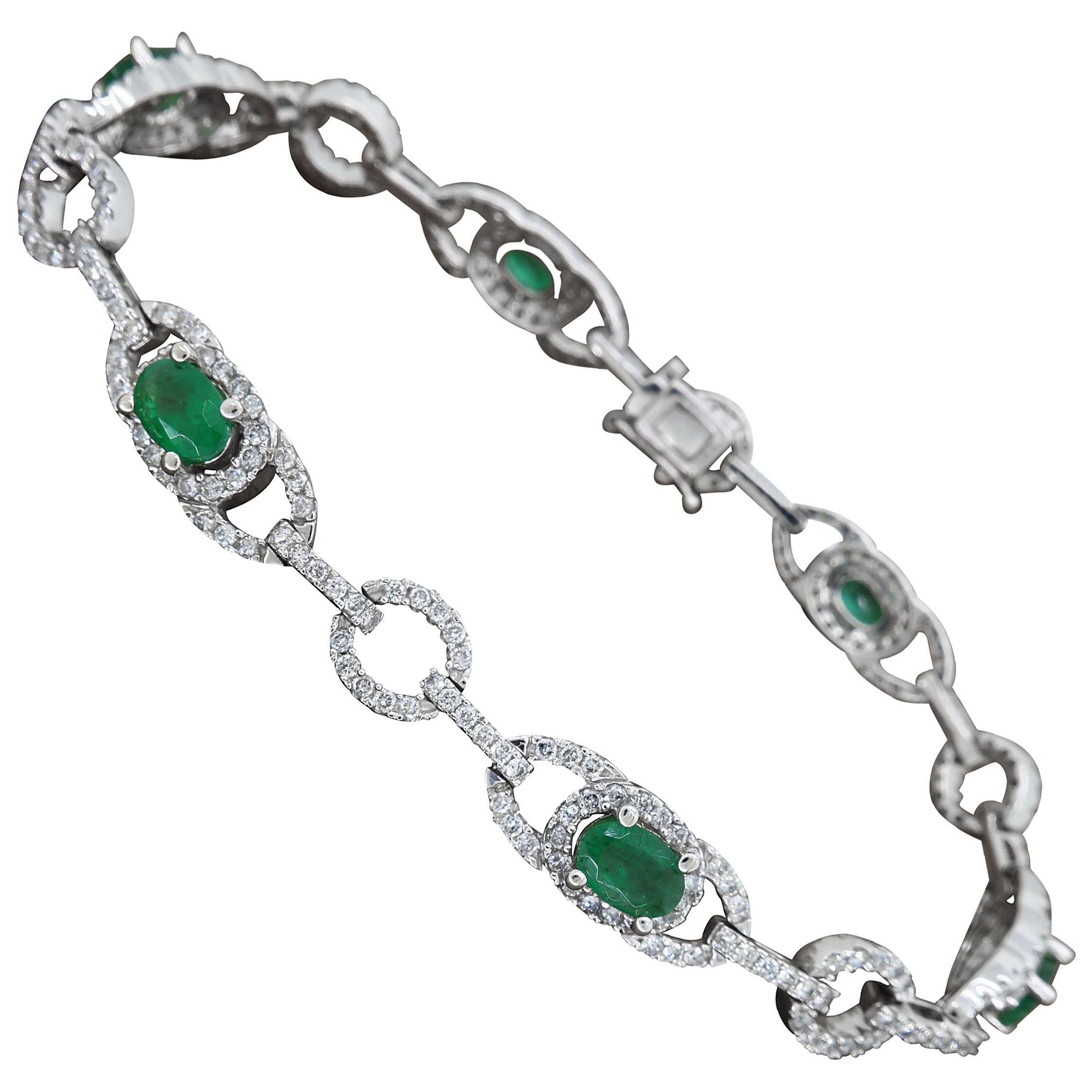 Diamond and Emerald Tennis Bracelet