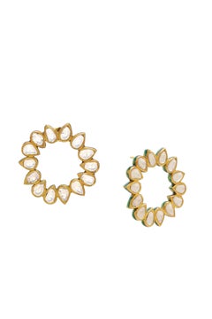 Diamond and Enamel Abstract Earring Handcrafted in 18 Karat Yellow Gold