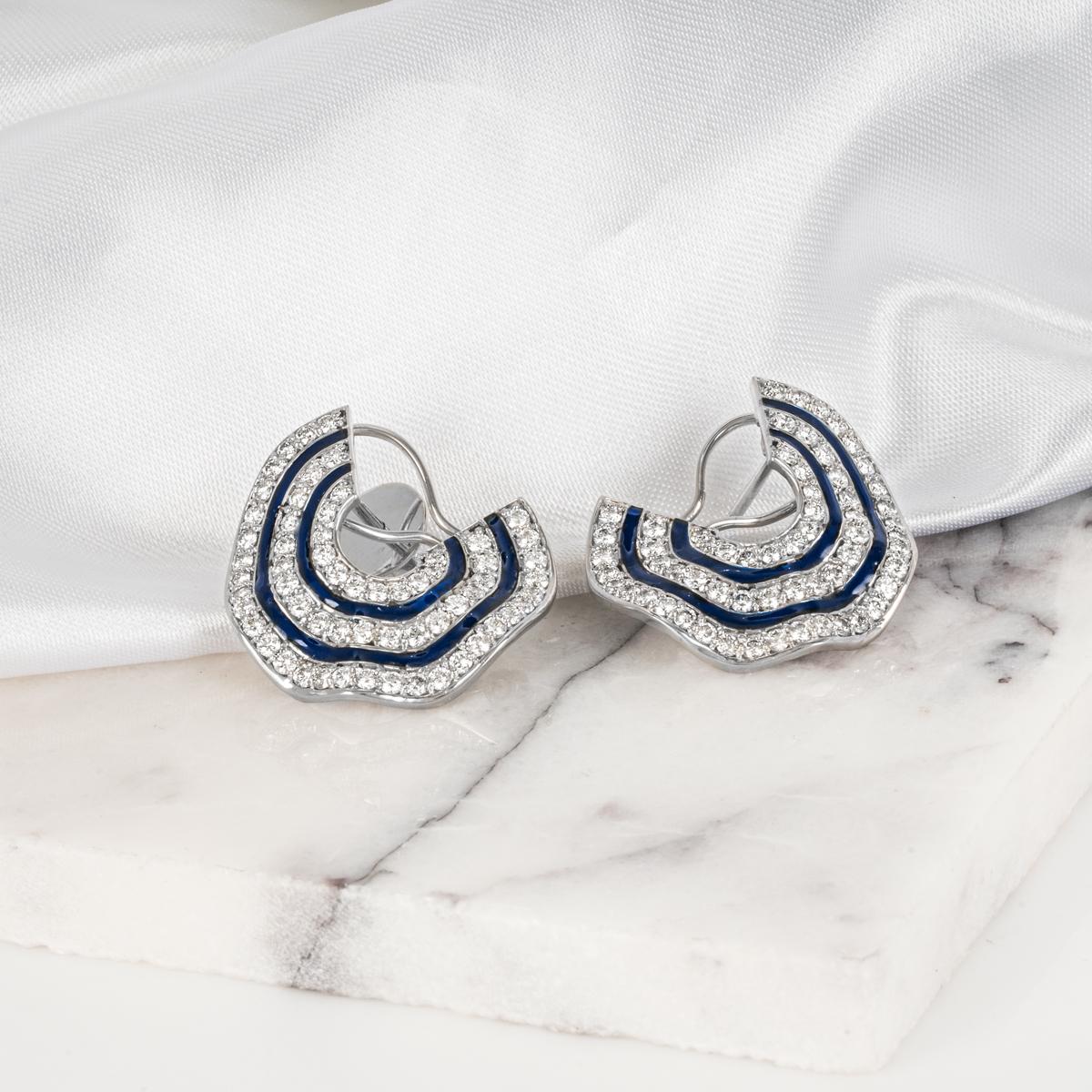 Diamond and Enamel Earrings 3.28 Carat 2