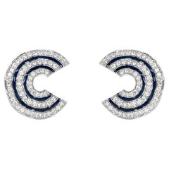 Diamond and Enamel Earrings 3.28 Carat