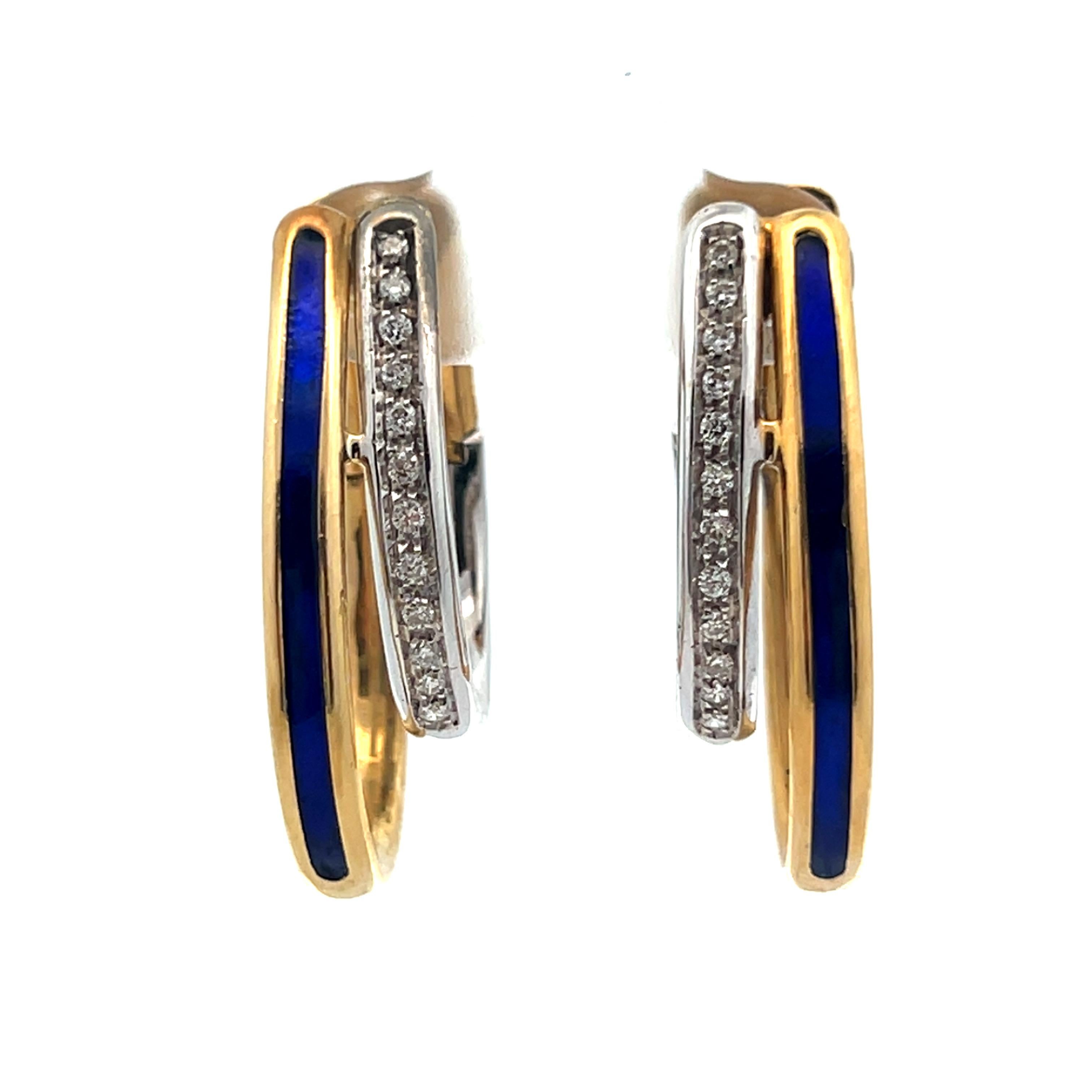 Diamond and Enamel Earrings For Sale 1