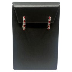 Diamond and Enamel Earrings in 14kt Yellow Gold - 0.05ctw Diamonds, Red Enamel