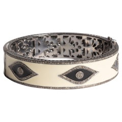 Diamond and Enamel Evil Eye Bangle Bracelet