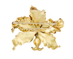 Diamond and Enamel Orchid Brooch