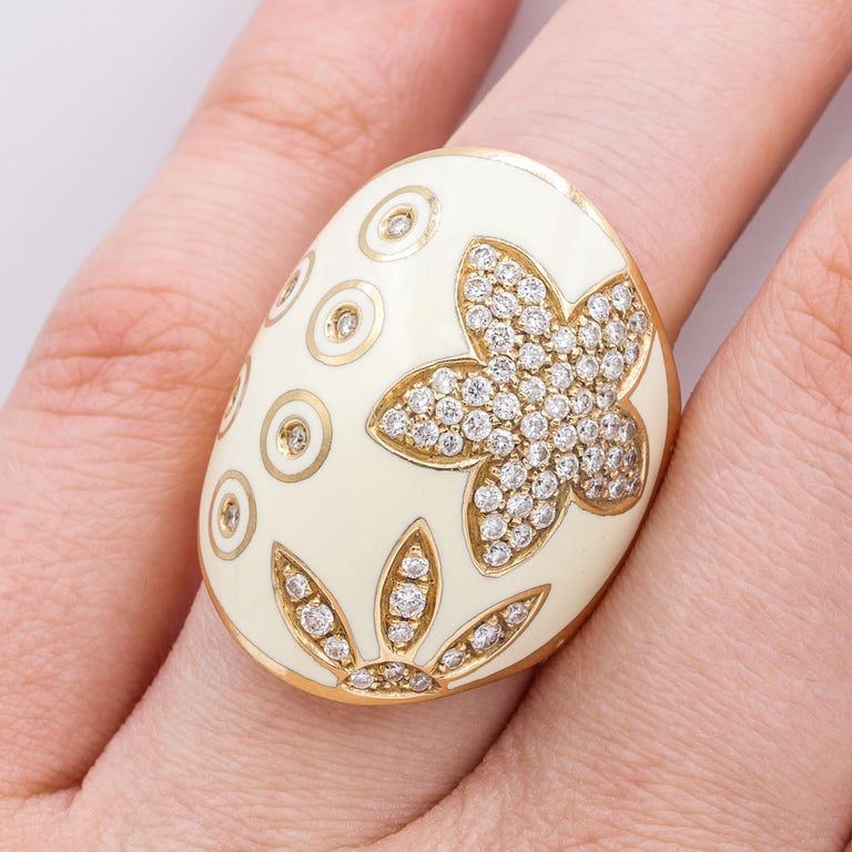 Diamond and Enamel Ring For Sale at 1stDibs