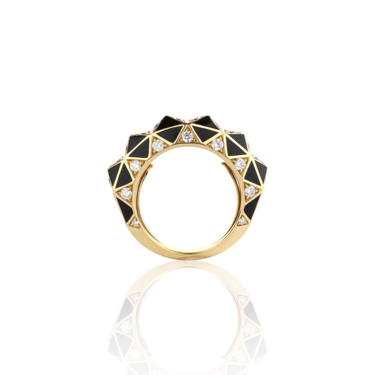 Diamond and Enamel Stack Ring For Sale at 1stDibs
