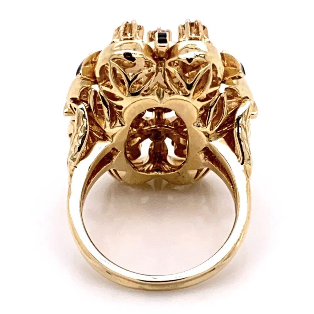 Diamond and Enamel Victorian Gold Cocktail Ring Estate Fine Jewelry For Sale 2