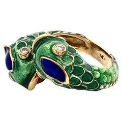 Diamond and Enamel Vintage Fish Ring