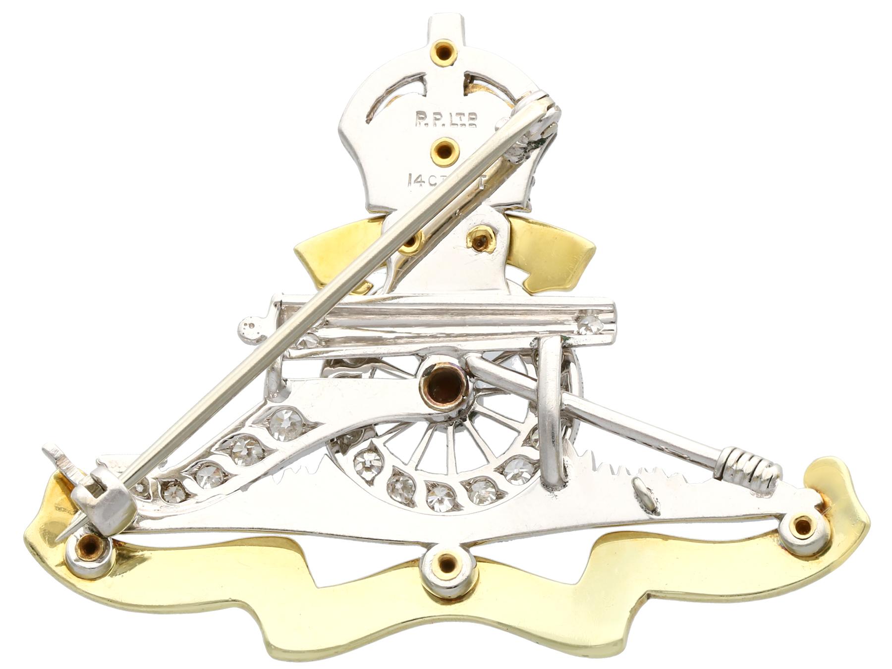 Antique Diamond and Enamel Yellow Gold and Platinum Sweetheart Brooch Circa 1930 1