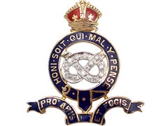 Diamond and Enamel Yellow Gold Regimental Pin Brooch