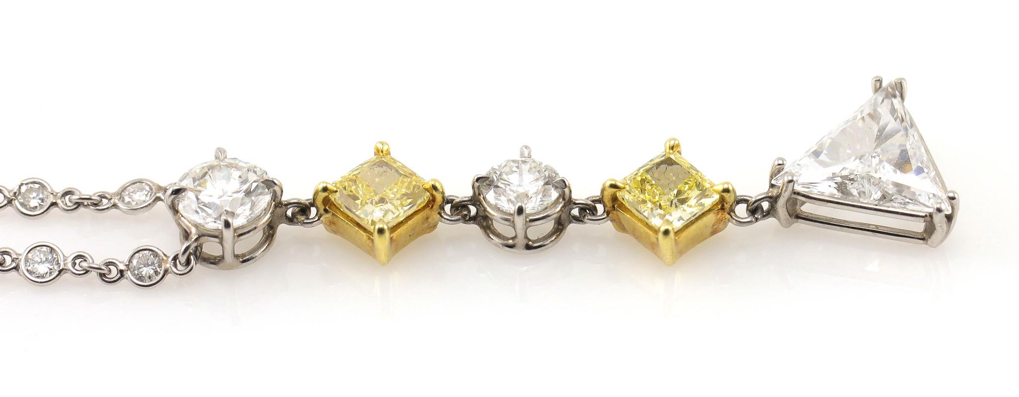 Women's or Men's Diamond and Fancy Yellow Diamond Platinum Necklace
