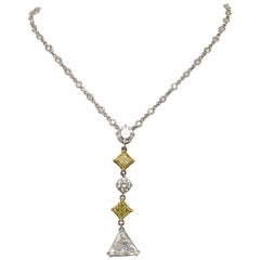 Diamond and Fancy Yellow Diamond Platinum Necklace