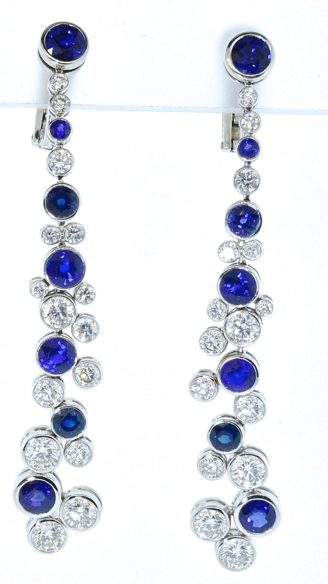 Contemporary Diamond and Fine Sapphire Earrings by Graff, London
