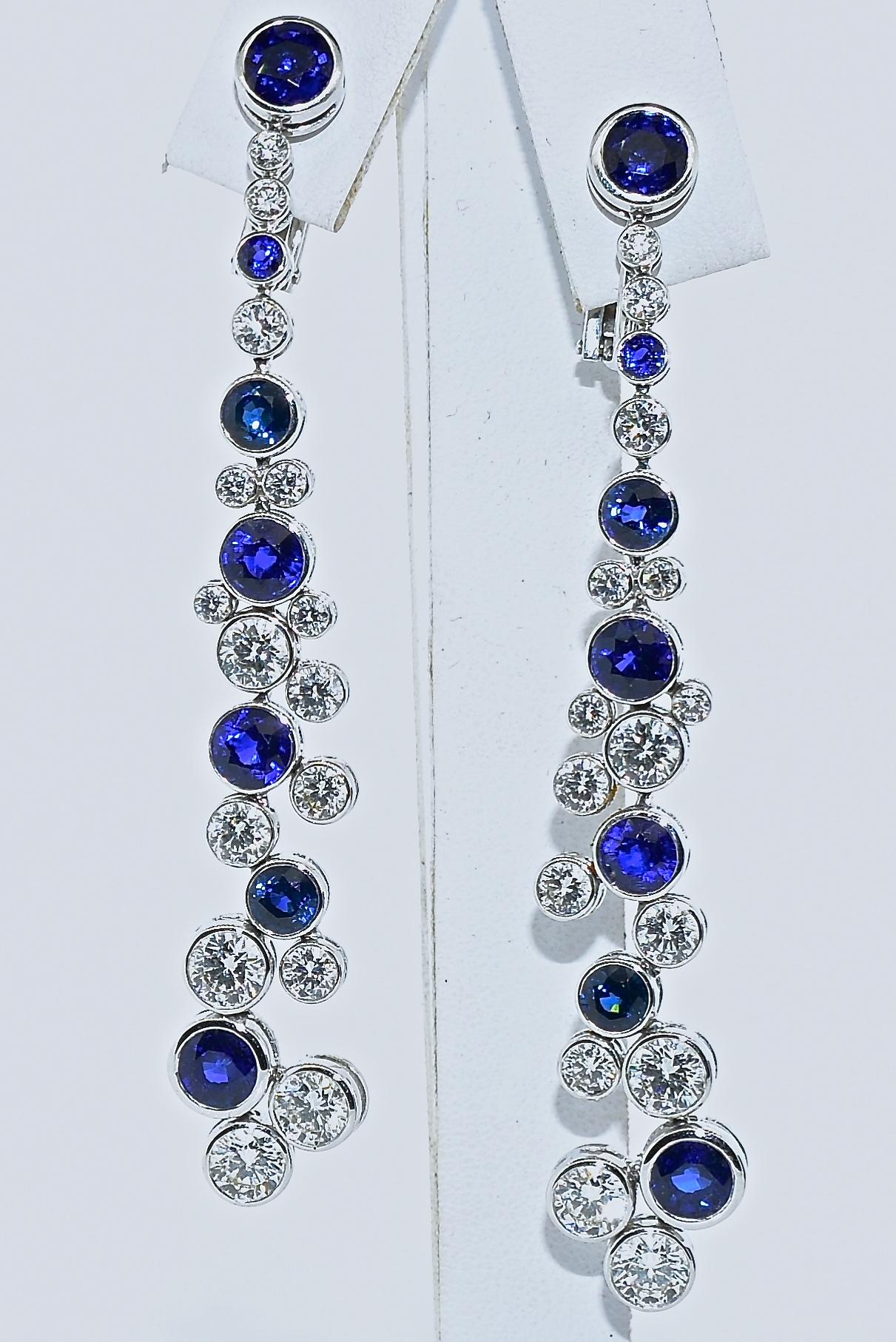 Women's or Men's Diamond and Fine Sapphire Earrings by Graff, London