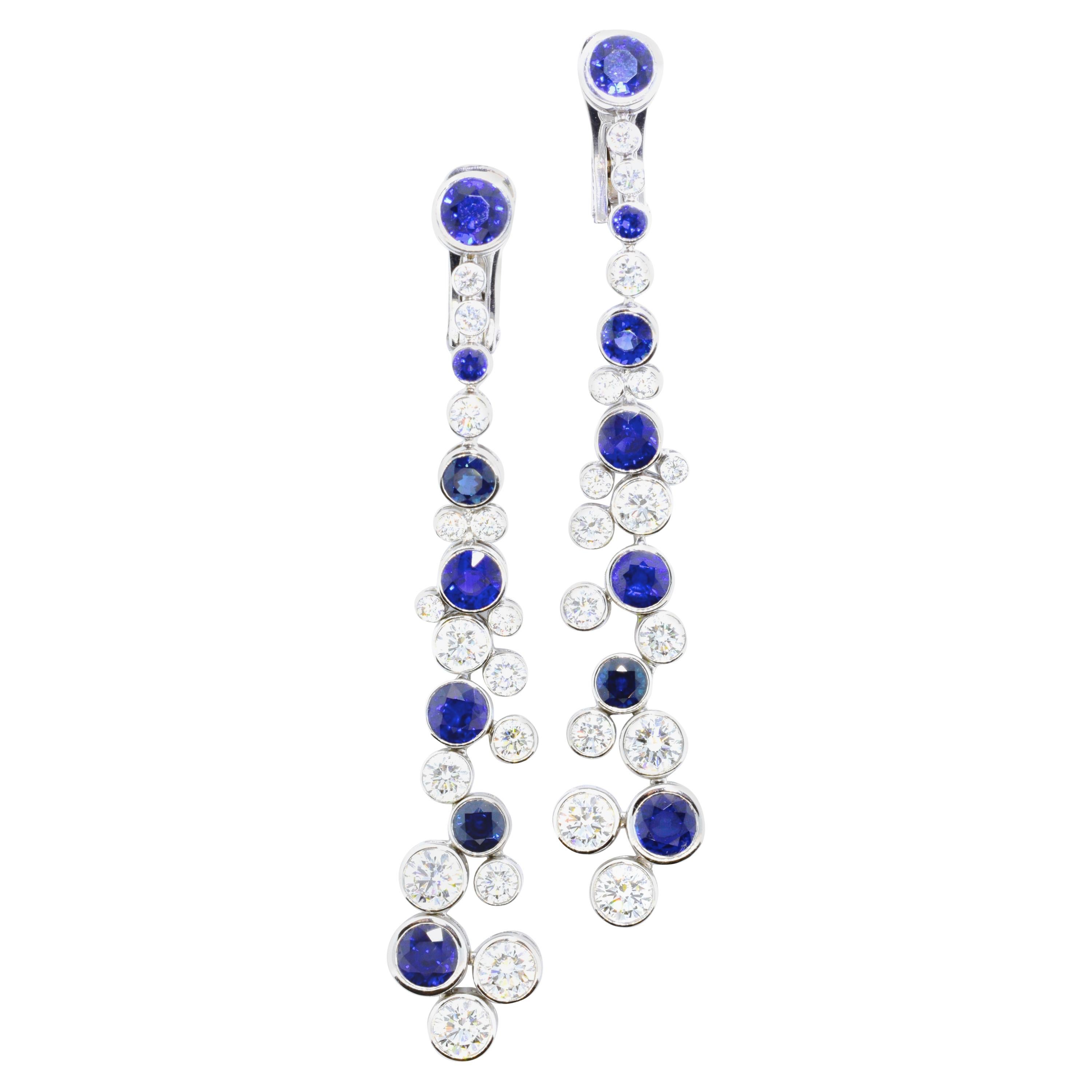 Diamond and Fine Sapphire Earrings by Graff, London