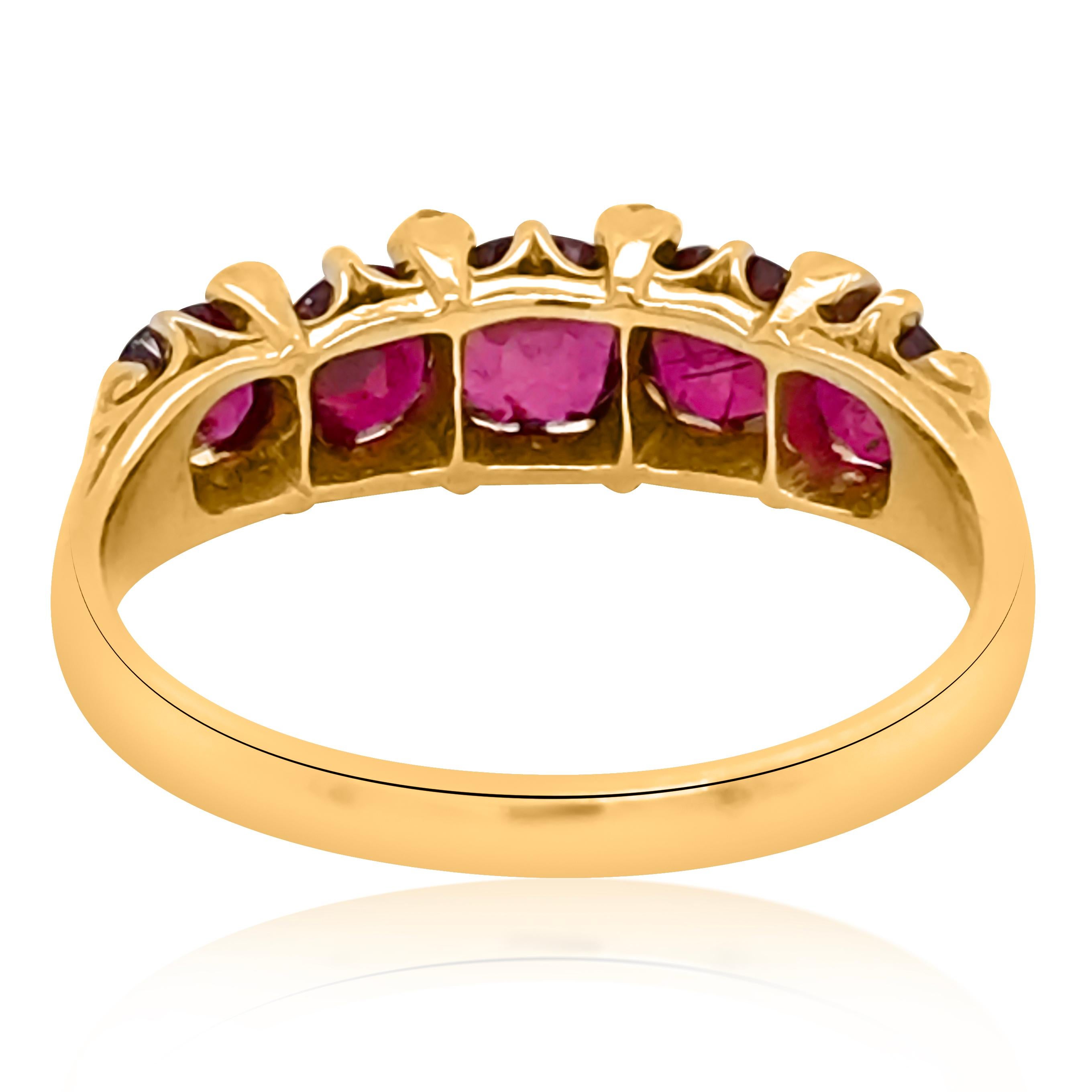 Victorian Diamond and Five Ruby Gold Ring