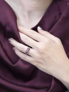 Diamant und Rubin mit französischem Schliff im Art Deco Stil Ring aus 14K Weißgold