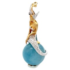 Diamond and Gem Stone Mermaid Pendant