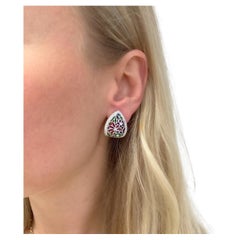Diamond and Gemstone Flower Earrings