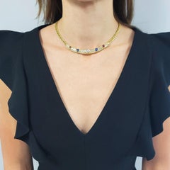 Diamond And Gemstone Necklace In 18k Yellow Gold