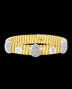 Diamond and Gold 43 Grams Cuff Bangle /Bracelet in 18 Karat Yellow Gold