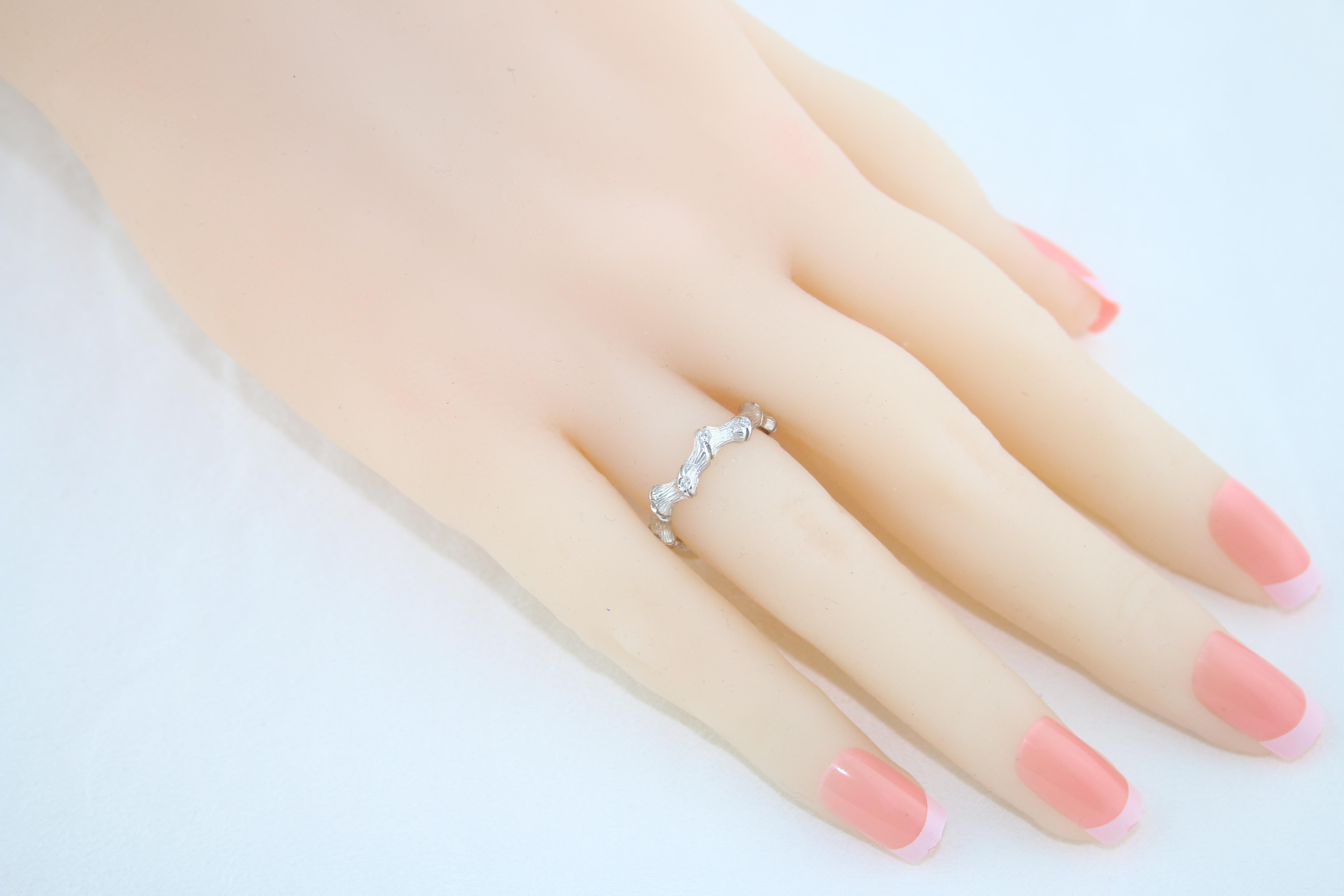 Women's Diamond and Gold Bamboo Band Ring For Sale