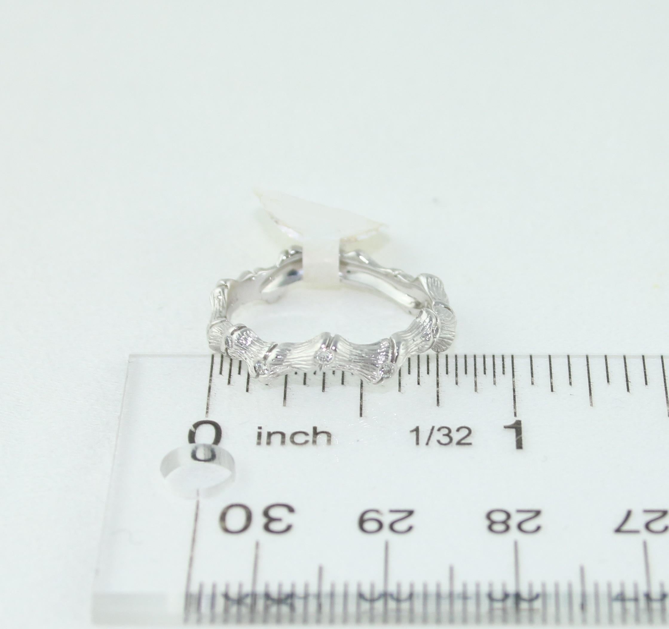 Diamond and Gold Bamboo Band Ring For Sale 1