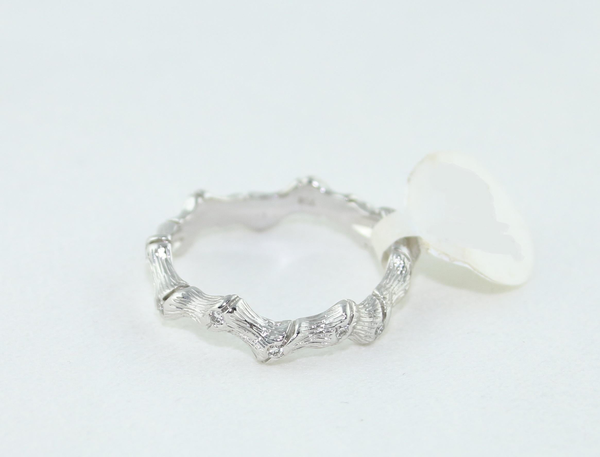 Diamond and Gold Bamboo Band Ring For Sale 2