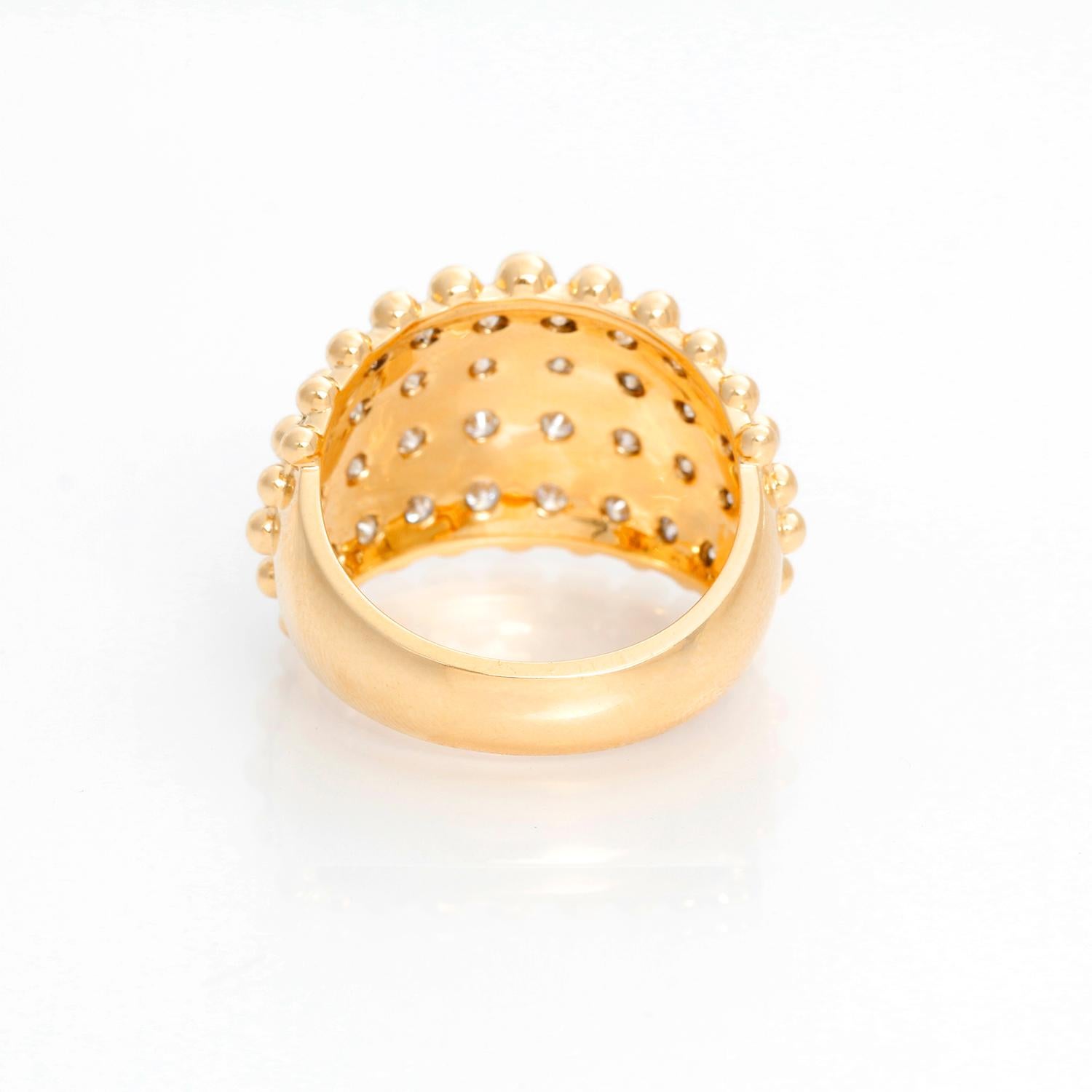 Diamond and Gold Bead 18 Karat Yellow Gold Ring In New Condition In Dallas, TX