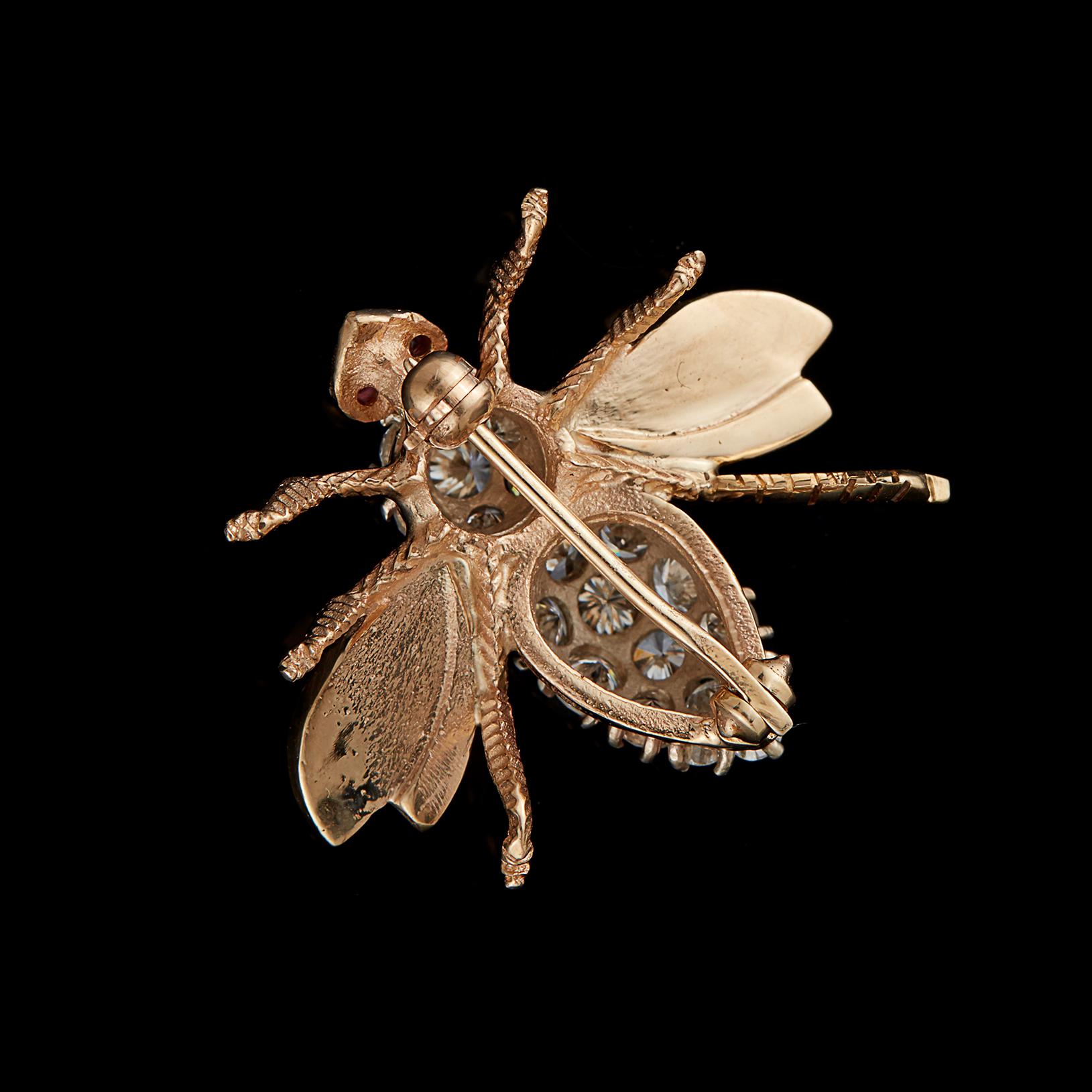 Women's or Men's Diamond and Gold Bee Brooch