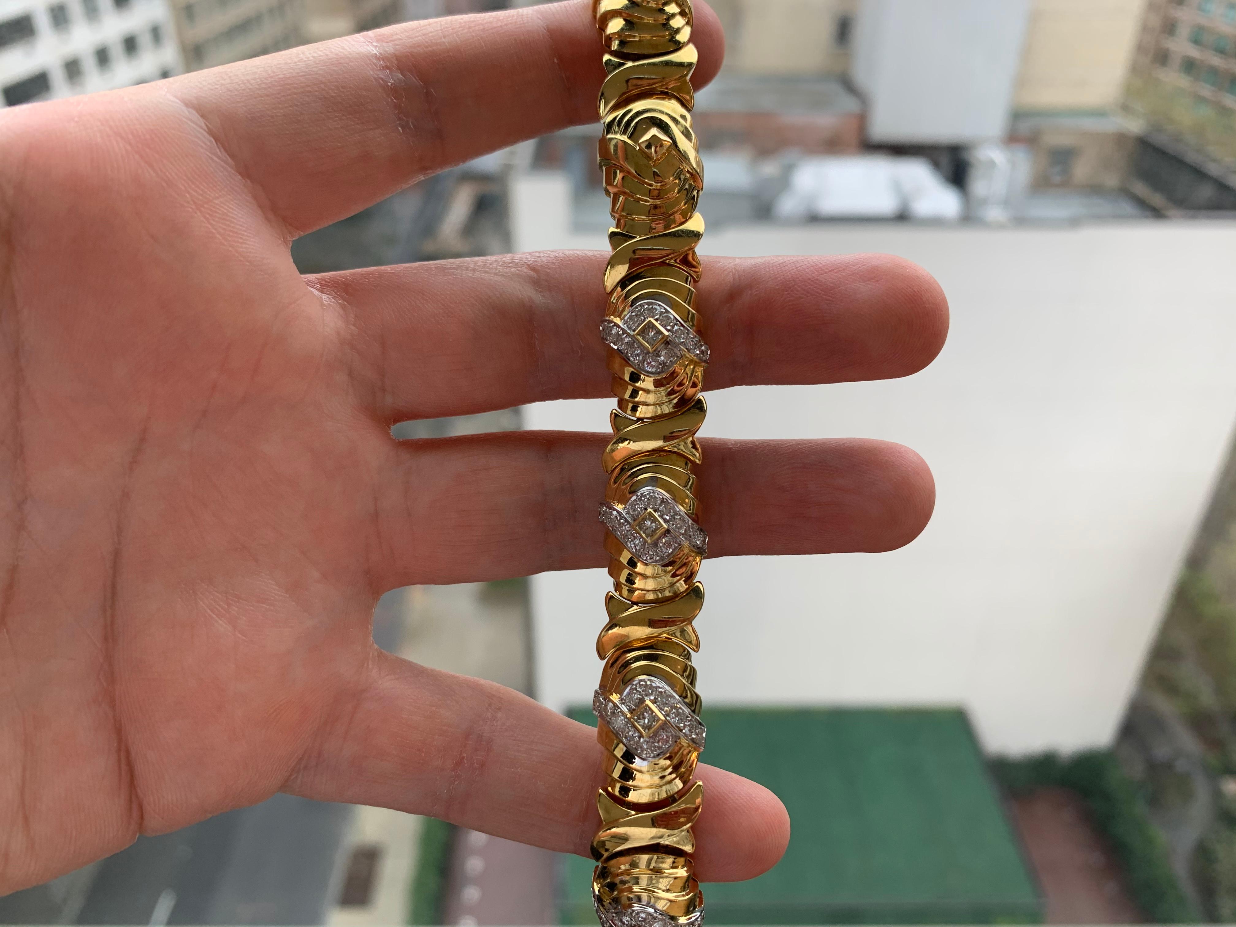 Bracelet pour homme en or et diamants par Elan Excellent état - En vente à New York, NY