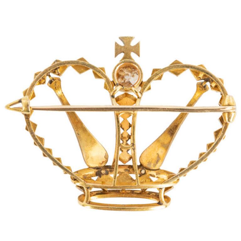 Épingle de couronne en or et diamants, XIXe siècle Bon état - En vente à St. Catharines, ON