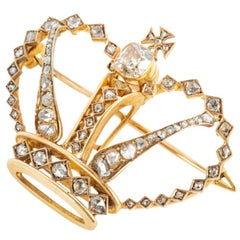 Diamond and Gold Crown Pin, 19th Century