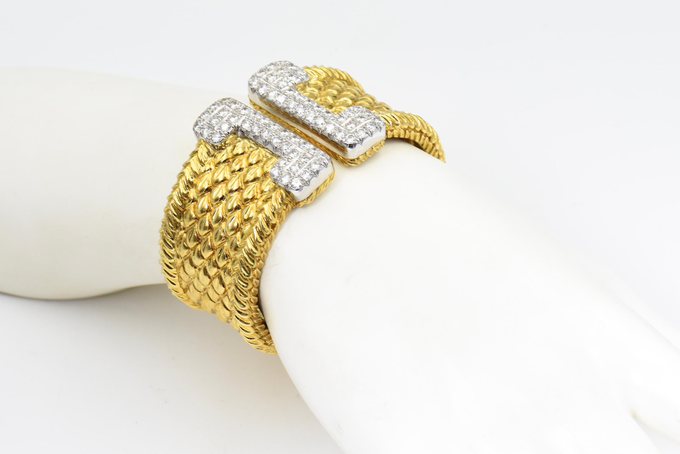 Diamond and Gold Cuff Bracelet For Sale 5