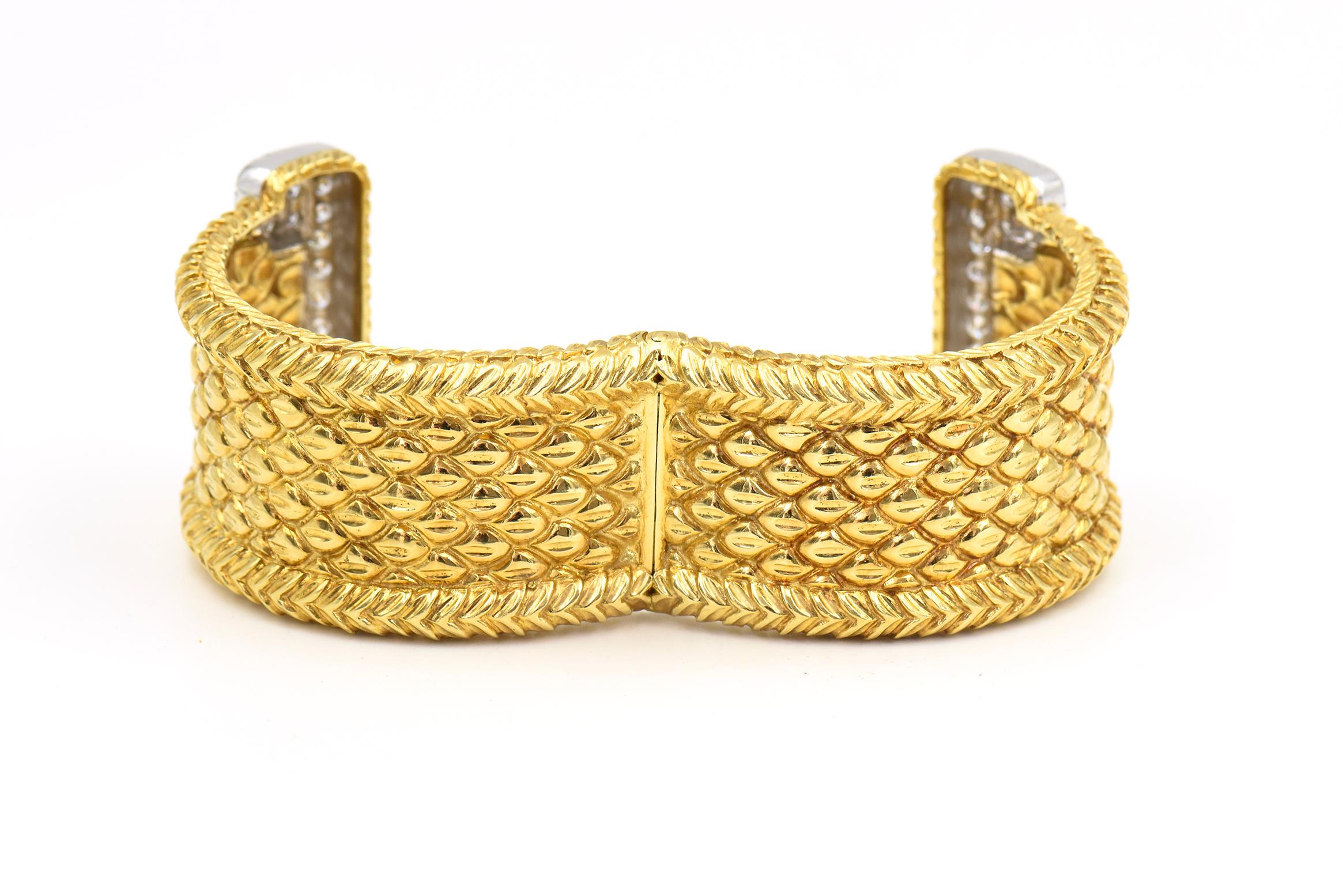 Diamond and Gold Cuff Bracelet For Sale 1