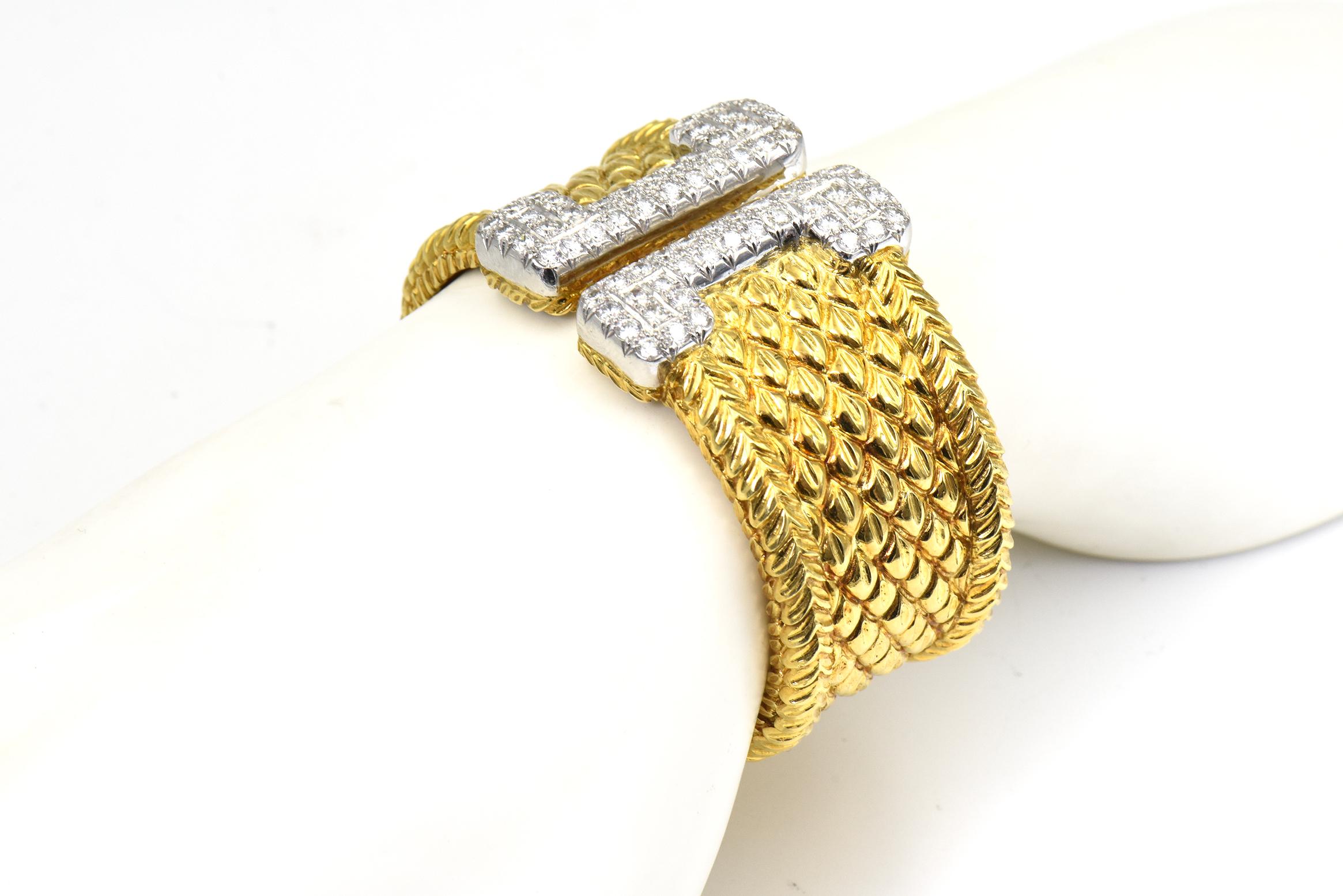 Diamond and Gold Cuff Bracelet For Sale 4