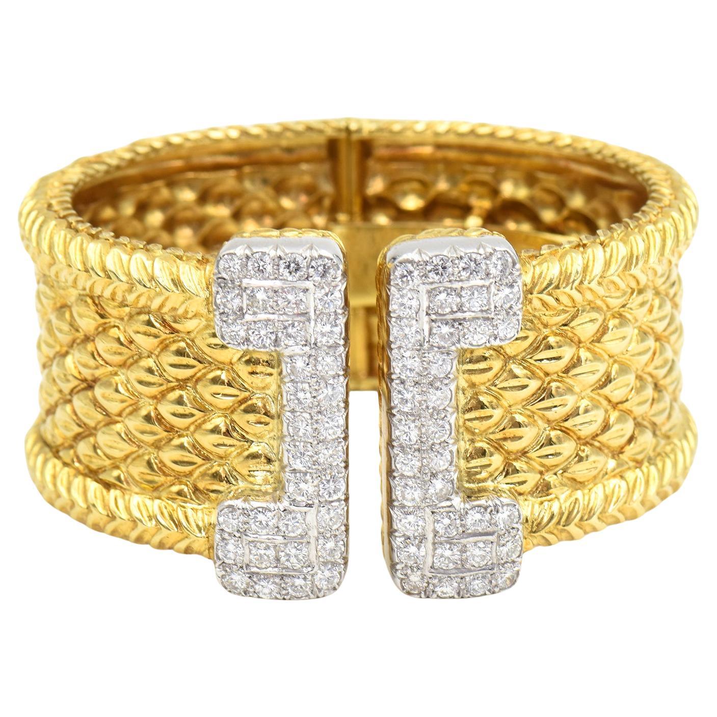 Diamond and Gold Cuff Bracelet