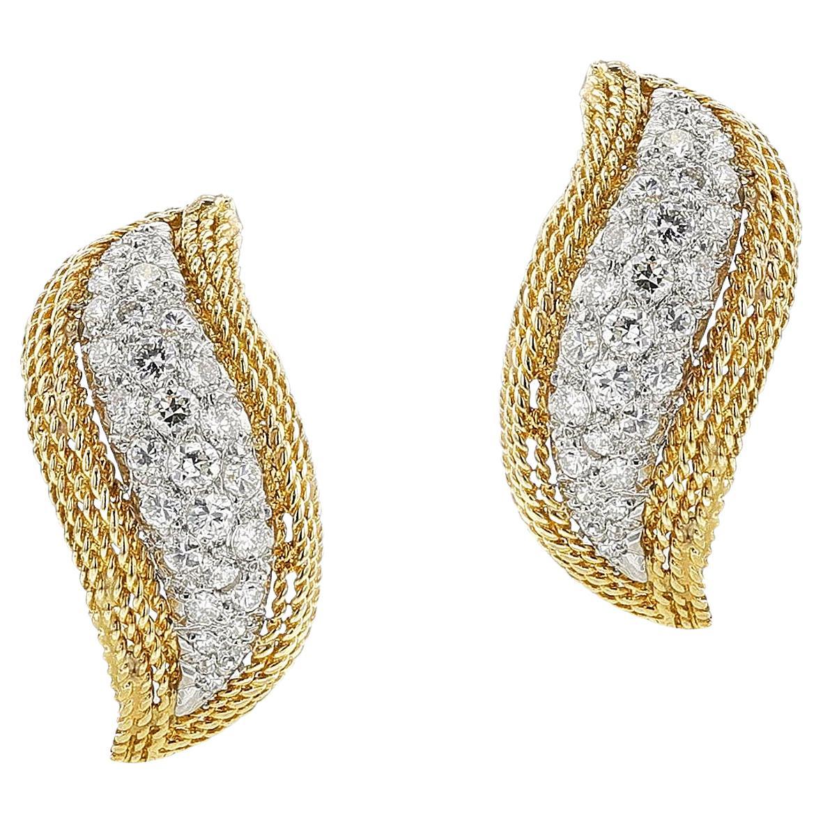 Diamond and Gold Earrings, 18k For Sale