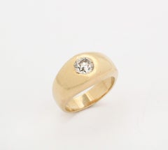 Diamond and Gold Flush Mounted Ring