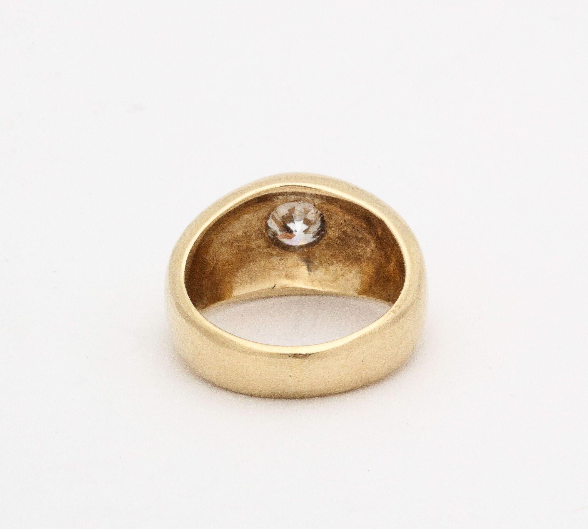Diamond and Gold Flush Mounted Ring For Sale 2