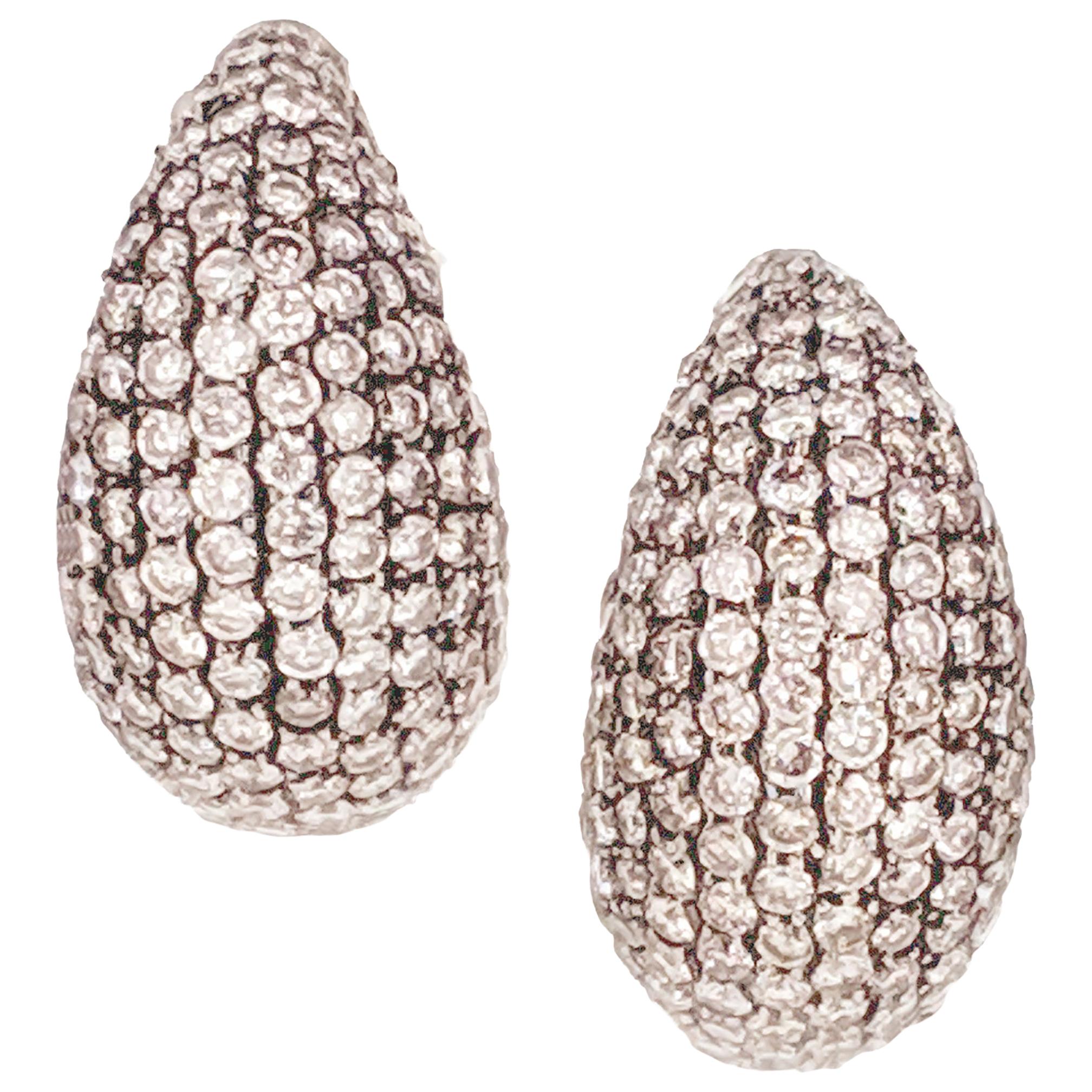 Contemporary Diamond Gold Half Hoop Bombe Earrings